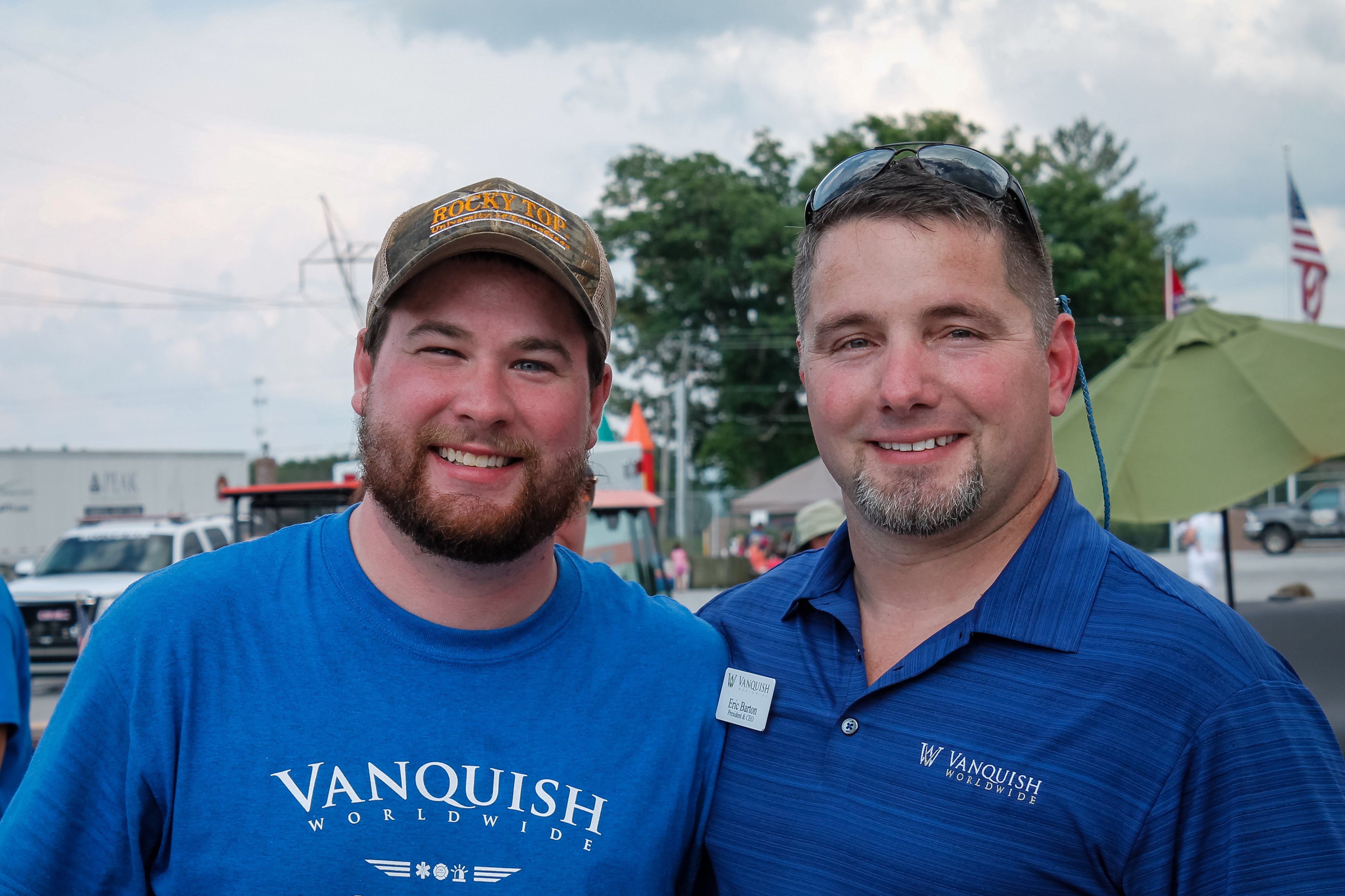 Cody and Eric Barton pose for a photo during an Honoring Our Heroes event for law enforcement, firefighters and EMTs in 2015. The event was hosted by sister companies Vanquish Worldwide, LexLin Gypsy Ranch, Peak Technical Institute and Front Range Training and Consulting.
